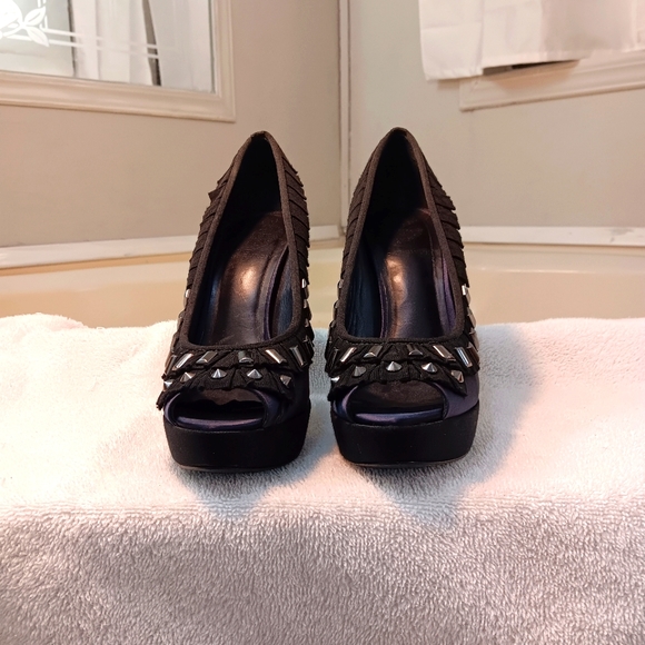 TORY BURCH Blue Satin  Platform Heel shoes - Picture 9 of 13